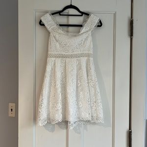 Off shoulder white lace dress